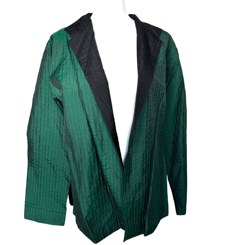 CHICO'S NWT Women's XL Green Black‎ Silk Double Tuck Cambia Reversible Jacket